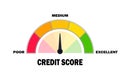 Credit score meter with arrow