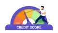 Credit score or rating concept Scale changing credit information