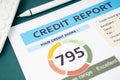 The Credit score report and calculator on the desk Royalty Free Stock Photo