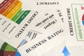 Credit score, report, rating and contract on the table Royalty Free Stock Photo