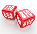 Credit Scores on Red Dice Royalty Free Stock Photo