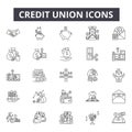 Credit union line icons for web and mobile design. Editable stroke signs. Credit union  outline concept illustrations Royalty Free Stock Photo