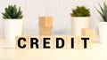CREDIT word made with building blocks