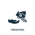 Crediting icon. Monochrome simple Banking icon for templates, web design and infographics