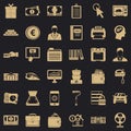 Crediting icons set, simple style