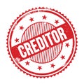 CREDITOR text written on red grungy round stamp