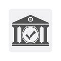 Creditworthiness icon with bank building element