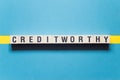 Creditworthy word concept on cubes Royalty Free Stock Photo