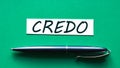 CREDO - word on a green background with a black handle