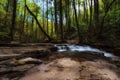 Creek flowing over flat rocks above Laural Run Waterfalls Royalty Free Stock Photo