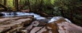 Creek flowing over flat rocks above Laural Run Waterfalls Royalty Free Stock Photo