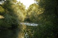 Creek flowing under a bridge