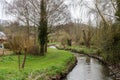 The creek Geer through the woods at the Wallon countryside around Bassenge Royalty Free Stock Photo