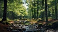 Photorealistic 8k 3d Forest Stream With Sweetgum Trees
