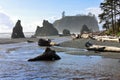 Olympic National Park with Ruby Beach and Seastacks in Evening Light, Pacific Northwest, Washington State Royalty Free Stock Photo