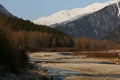 Creek in Skagway with view of mountains Royalty Free Stock Photo