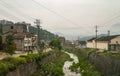 Creek and village scenery of Sandouping near Three Gorges Dam, China Royalty Free Stock Photo