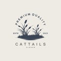 Creeks And Cattails River Logo, Grass Design Simple Minimalist Illustration Vector Template