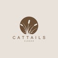 Creeks And Cattails River Logo, Grass Design Simple Minimalist Illustration Vector Template