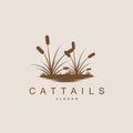 Creeks And Cattails River Logo, Grass Design Simple Minimalist Illustration Vector Template