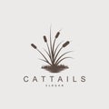 Creeks And Cattails River Logo, Grass Design Simple Minimalist Illustration Vector Template