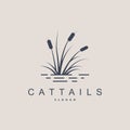 Creeks And Cattails River Logo, Grass Design Simple Minimalist Illustration Vector Template