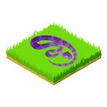 Creeping snake icon, isometric style