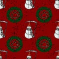 Creepmas digital paper. It's a terrible Christmas seamless pattern. Gothic.