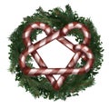 Creepmas. It's a terrible Christmas. Gothic. Pentagram of lollipops on a Christmas wreath