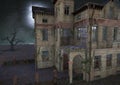 Creepy abandoned haunted house.