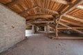 Creepy attic interior at abandoned building