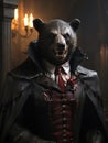 Creepy bear man with sharp teeth and wounds