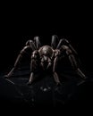 Creepy Black Spider - Arachnophobia Concept - Isolated Black Background