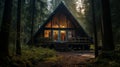 Creepy cabin in the forest. Generative AI. Royalty Free Stock Photo