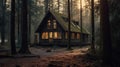 Creepy cabin in the forest. Generative AI. Royalty Free Stock Photo