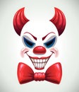 Creepy clown mask. Vector angry Joker face elements