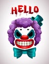 Creepy clown mask. Vector angry Joker face elements Royalty Free Stock Photo