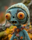 Creepy Cuteness: A Closeup Look at a Crocheted Zombie Doll with