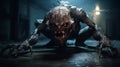 Creepy Demon In Unreal Engine: Chilling Creatures In Death Strike Pose Royalty Free Stock Photo