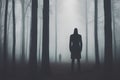 Creepy Faceless Tall Man in a Foggy Forest