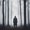 Creepy Faceless Tall Man in a Foggy Forest