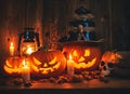 A Creepy Glow. Candlelit Jack-o-Lanterns for a Festive Halloween Night. Generative AI