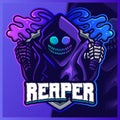 Grim Reaper Hood mascot esport logo design illustrations vector template, Devil with flare logo for team game streamer youtuber