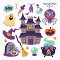 Creepy Halloween Vector Illustration Set