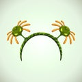 Creepy Helloween hairband with green spiders, funny head band decor.