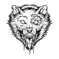 Creepy monster wolf head monochrome Royalty Free Stock Photo