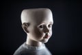 Creepy doll face on dark background Royalty Free Stock Photo