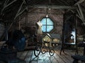 Creepy Old Musty Attic, Background Royalty Free Stock Photo