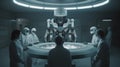 Medical Robots Huddle In Dark Room