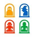 Creepy silhouettes in windows icon set Royalty Free Stock Photo